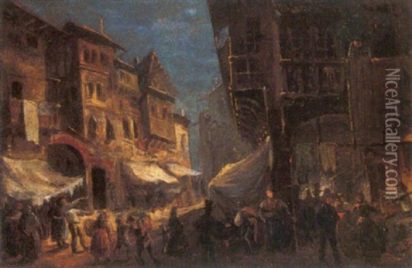 Il Mercato Oil Painting - Giuseppe Bernardino Bison