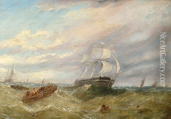 Shipping On Open Waters, 1881 Oil Painting - Adolphus Knell