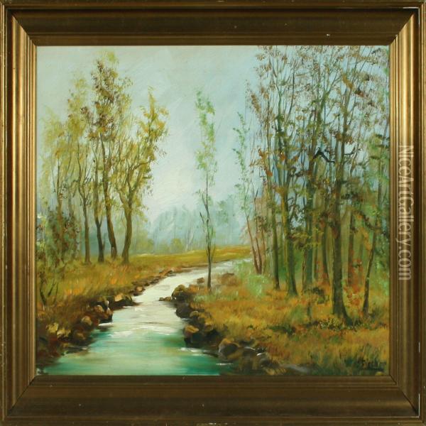 Edge Of A Wood With Abrook Oil Painting - Edmund Fischer