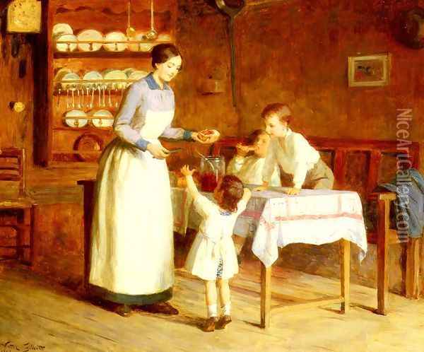 Le Gouter des Enfants (The Children's Taste) Oil Painting - Victor-Gabriel Gilbert