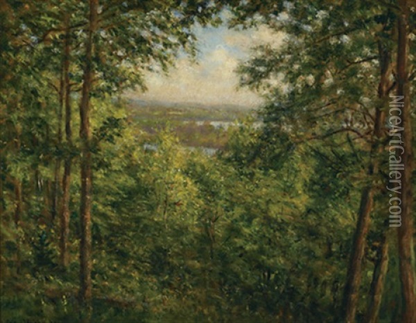 A Glimpse Of The Ottawa Near St. Andrews East, Quebec Oil Painting - Robert J. Wickenden