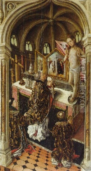 The Mass Of Saint Gregory Oil Painting - Fernando Gallego y Taller