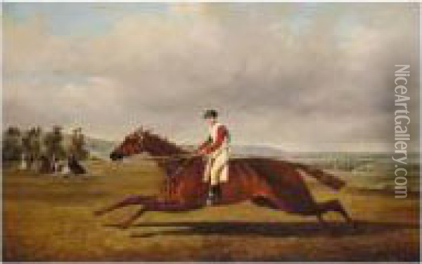 Dangerous With James Chapple Up, Winner Of The Derby 1833 Oil Painting - Alfred F. De Prades