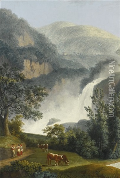 Tivoli, A View Of The Great Cascade Oil Painting - Jacob Philipp Hackert