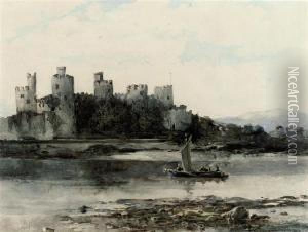 Conway Castle, Wales Oil Painting - Albert Pollitt