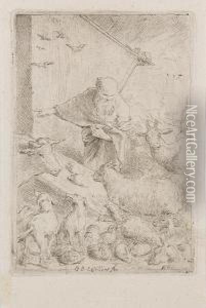 Entry Into Noah's Ark Oil Painting - Giovanni Benedetto Castiglione