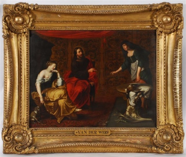Le Christ Chez Marthe Et Marie Oil Painting - Willem van Herp the Elder