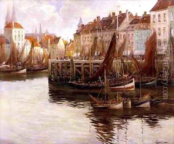 Ostend Harbour Oil Painting - Willem Bataille