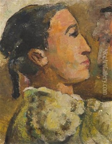 Head Of A Girl Oil Painting - Fritz Schwarz-Waldegg
