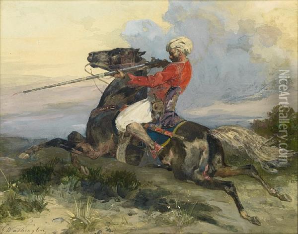 Hunter On A Horse Oil Painting - Georges Washington
