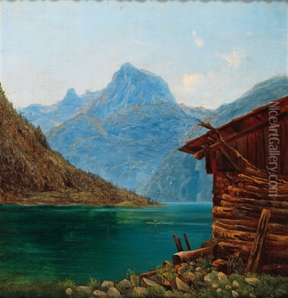 Hallstattersee Gegen Krippenstein Oil Painting - Franz Steinfeld