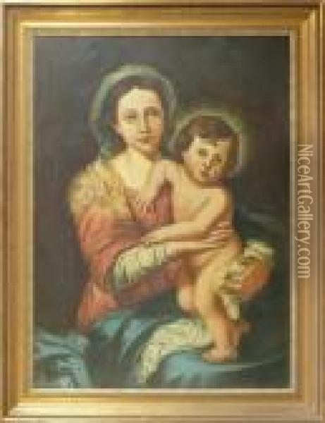 Kopie Nach. Madonna Mit Christuskind Oil Painting - Bartolome Esteban Murillo