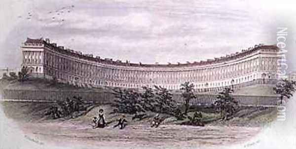 Royal Crescent Bath from the park Oil Painting - Hardwick of Bath, William N.