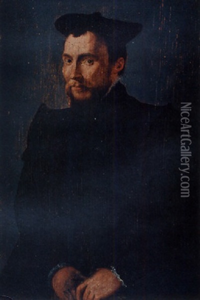Portrait Of A Gentleman Wearing Clerical Robes And A Black Cap Oil Painting - Nicolas Neufchatel