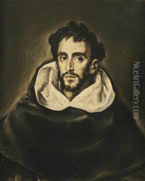 Portrait Of Fray Hortensio Felix Paravicino In Black Robes Oil Painting -  El Greco