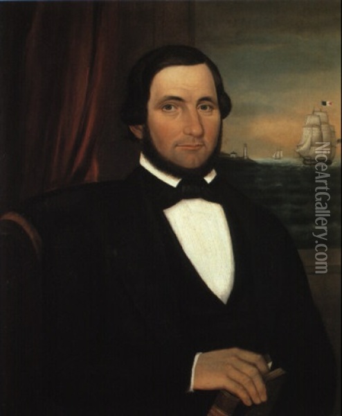 Portrait Of Captain Peter Coffin Oil Painting - Isaac Sheffield