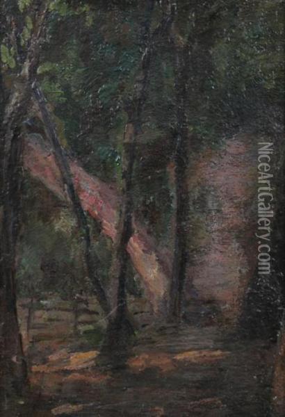Trees Along Fence Line Oil Painting - George Fuller