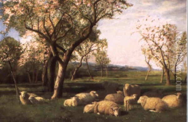Springtime In The Meadows Oil Painting - William Sidney Cooper