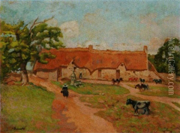 Paysage Anime A La Chaumiere Oil Painting - Henri Delavallee