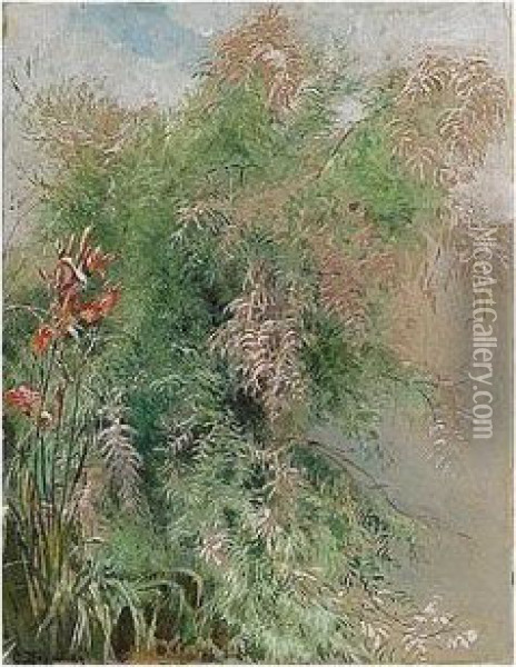 A Pair Of Floral Watercolour Studies Oil Painting - Konstantin Egorovich Egorovich Makovsky