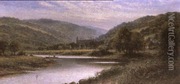 Tintern Abbey Oil Painting - Alfred Augustus Glendening Sr.