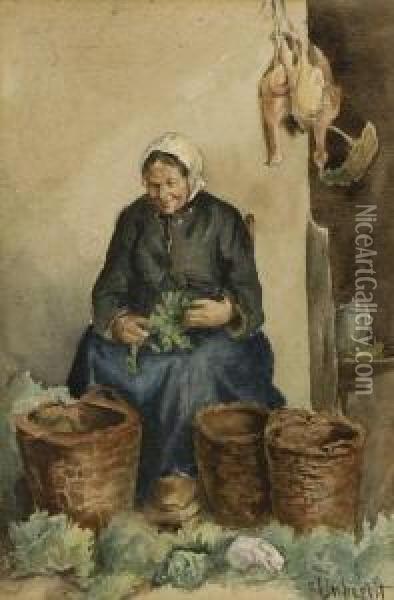 Marktfrau. Oil Painting - Paul Unbereit