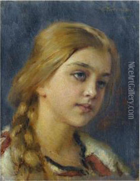 Portrait Of A Girl Oil Painting - Konstantin Egorovich Egorovich Makovsky