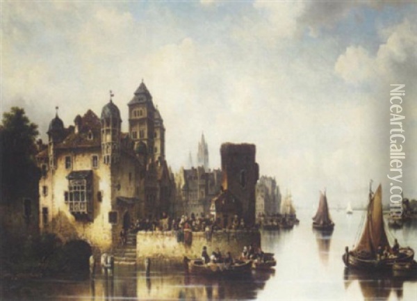 The Schelde At Anvers Oil Painting - Ludwig Hermann