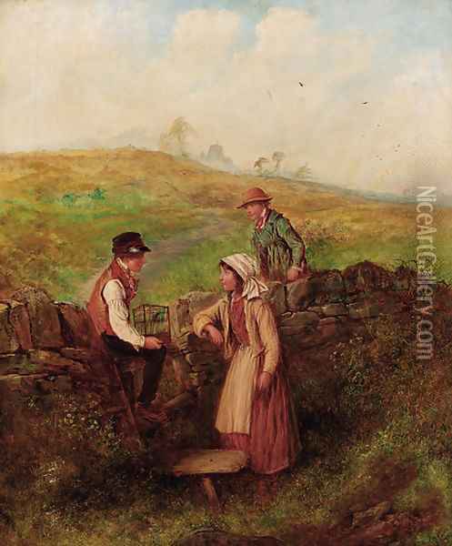 By the stile Oil Painting - Alfred H. Green
