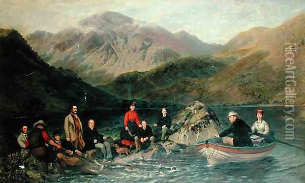 Fishing at Haweswater Oil Painting - Jacob Thompson