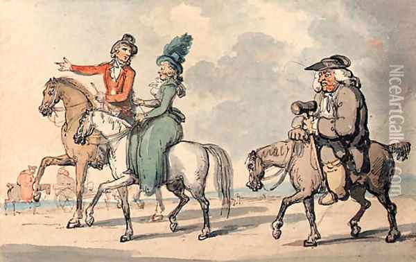 Gentlefolk out riding Oil Painting - Thomas Rowlandson