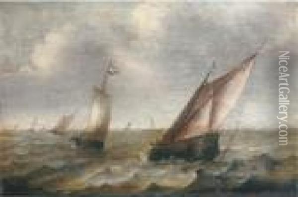 Shipping On Choppy Waters Oil Painting - Pieter the Younger Mulier