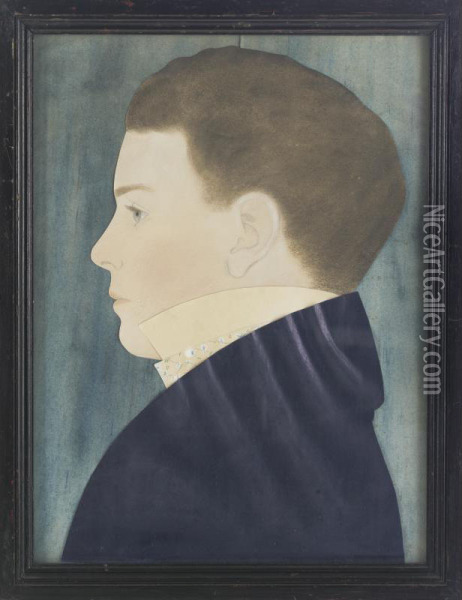 Profile Bust Portrait Of A Rosy-cheeked Young Boy Oil Painting - Ruth Henshaw Bascom