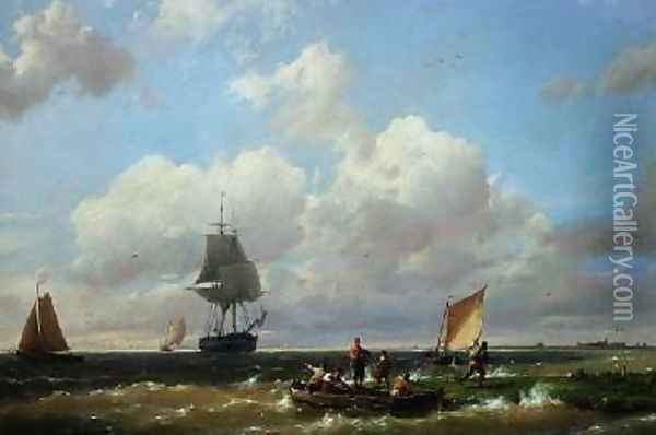 Off Helvoetsluys Isle of Voorne Oil Painting - Hermanus Koekkoek