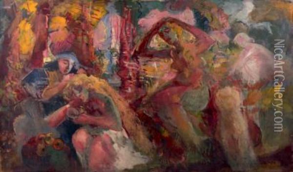 Le Bain Des Nymphes Oil Painting - Constantin Kousnetzoff