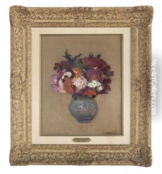 Flowers In Vase Oil Painting - Victor Charreton