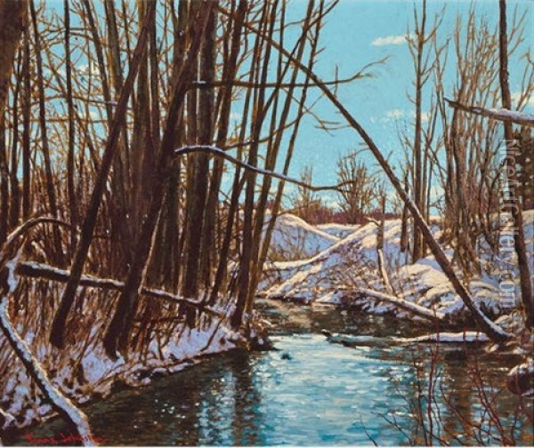 The Wye In Winter Oil Painting - Francis Hans Johnston