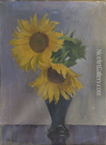 Sunflowers Oil Painting - Michal Wiktor Czepita