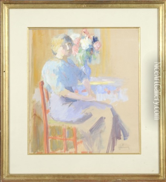 Femme Assise Dans Un Interieur (double-sided) Oil Painting - Jef De Pauw