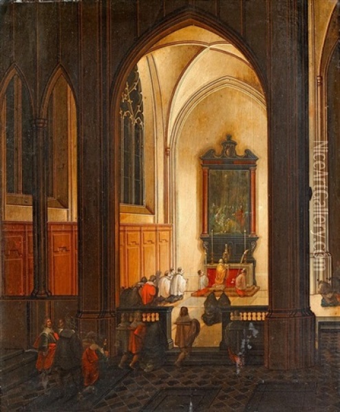 Messe In Einer Gotischen Kirche Oil Painting - Peeter Neeffs the Younger