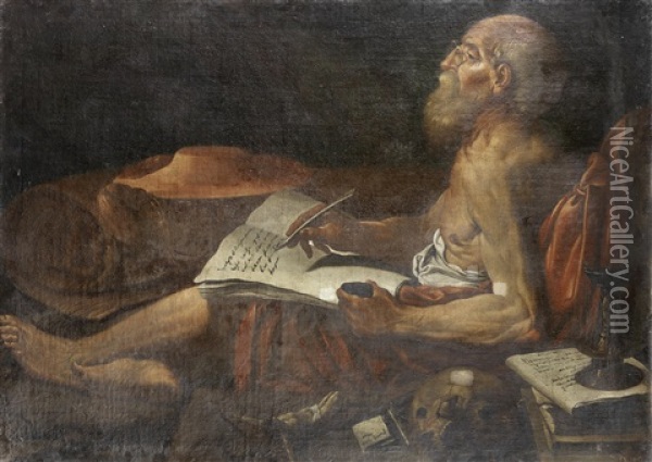 Saint Jerome Studying Oil Painting - Lionello Spada