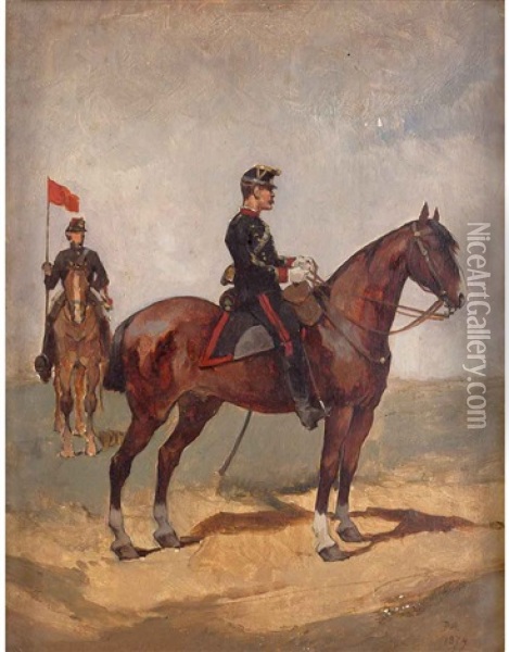 Soldati A Cavallo Oil Painting - Ernest Meissonier