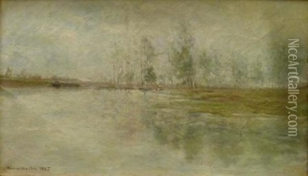 Bord De Riviere A La Peniche, 1887 Oil Painting - Maxime Maufra