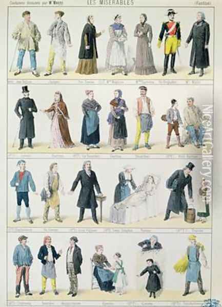 Costume designs for an adaptation of Les Miserables Oil Painting - Jules Marre