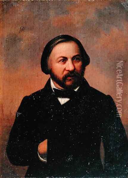 Portrait of Mikhail Ivanovich Glinka 1804-57, 1850s Oil Painting - Anonymous Artist