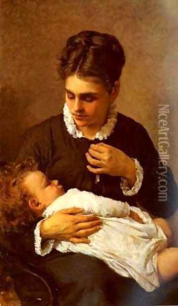 Maternity Oil Painting - Sylvestro Lega