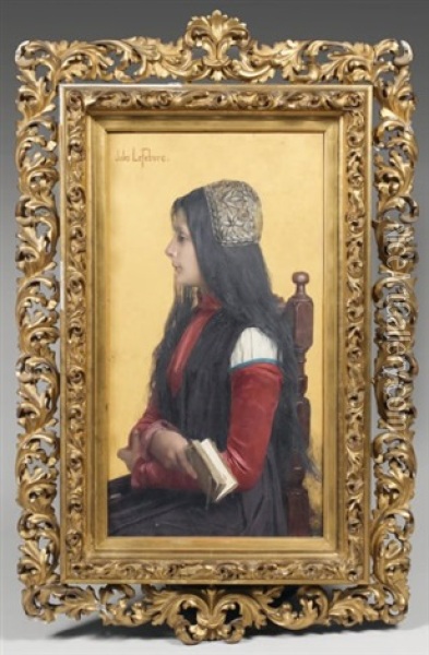 Portrait (genevieve Horteloup ?) Oil Painting - Jules Joseph Lefebvre