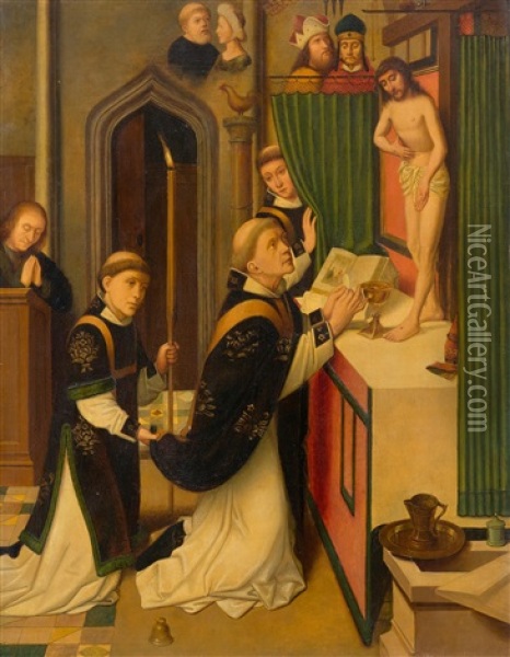 The Mass Of St Gregory Oil Painting - Gerard David