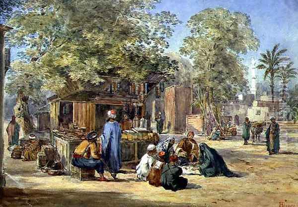 An Egyptian Village, 1869 Oil Painting - Henry Pilleau