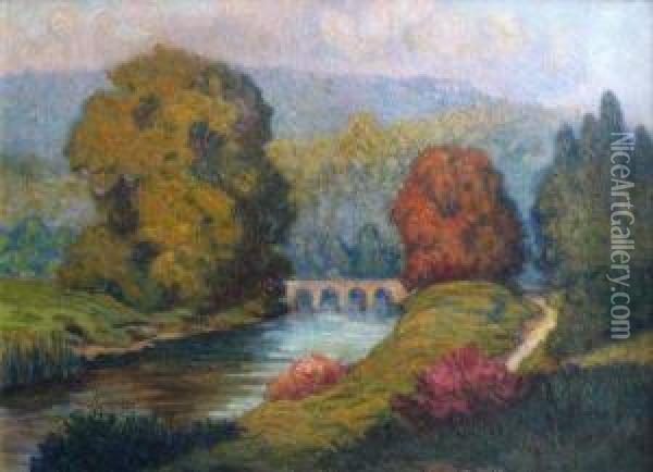 Bras De Seine A Bougival Oil Painting - Maurice Chabas